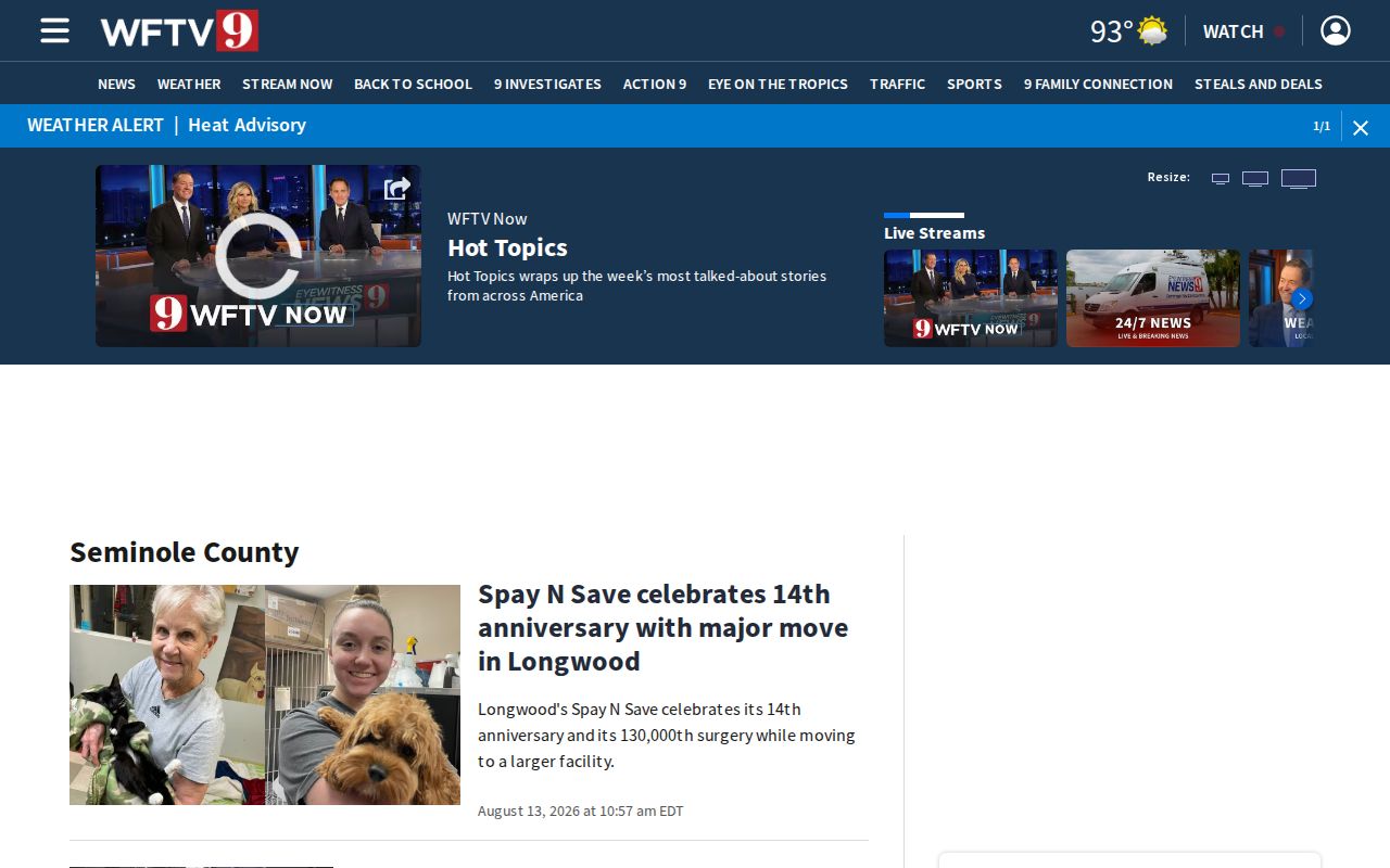 WFTV Seminole County crime news coverage page