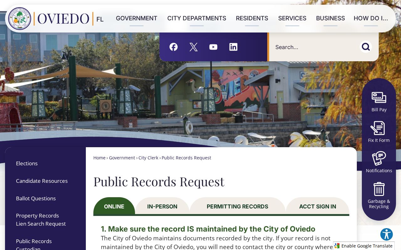 Oviedo public records request page for police arrest and busted mugshot research